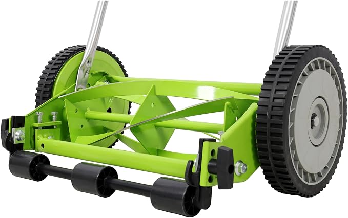 14 Inch Eco-Friendly Push Reel Lawn Mower, Manual Grass Cutter for a Quiet, Clean Cut - Green Non-Powered Mower Perfect for Small Lawns, Patios & Eco-Conscious Gardeners