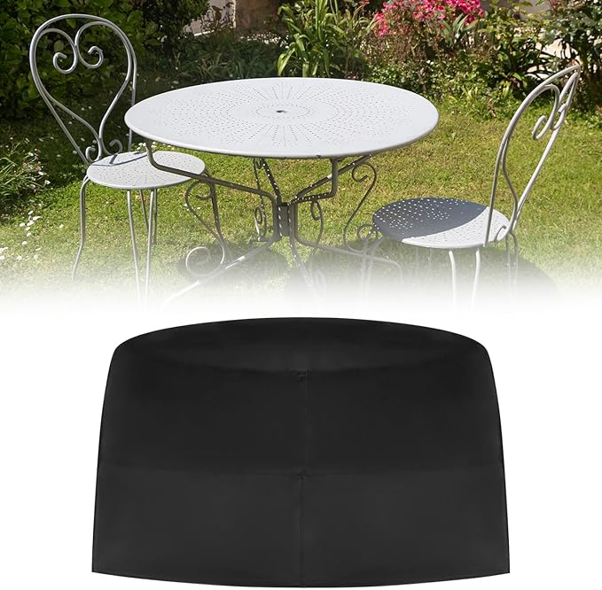 QWORK Round Patio Furniture Cover, Waterproof 210D Oxford Fabric, 72'' Diameter x 43'' Height with Adjustable Drawstring