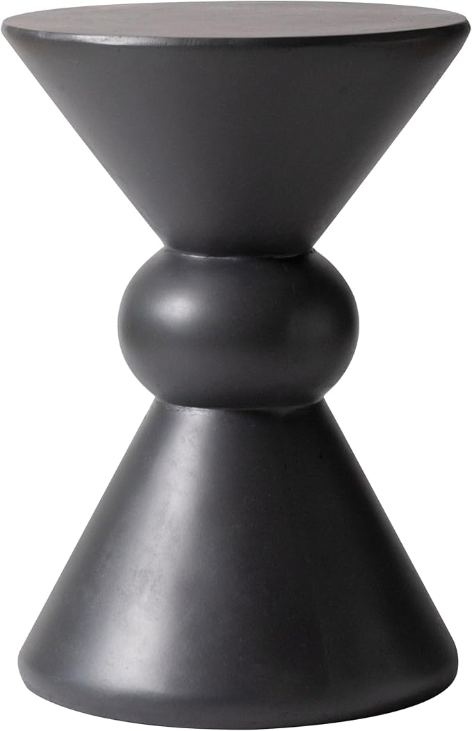 LeisureMod Modern Round Side Table, 18-inch Dark Grey Fiberstone Accent End Table – Weather-Resistant Concrete Look Pedestal Table for Living Room, Patio, Garden & Outdoor Decor