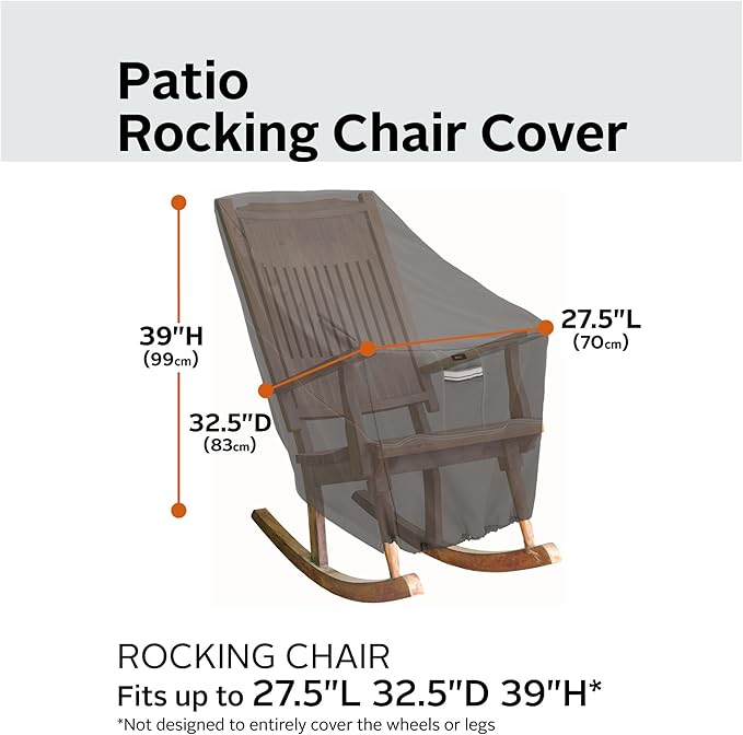 Classic Accessories Ravenna Water-Resistant 27.5 Inch Patio Rocking Chair Cover, Patio Furniture Covers Taupe