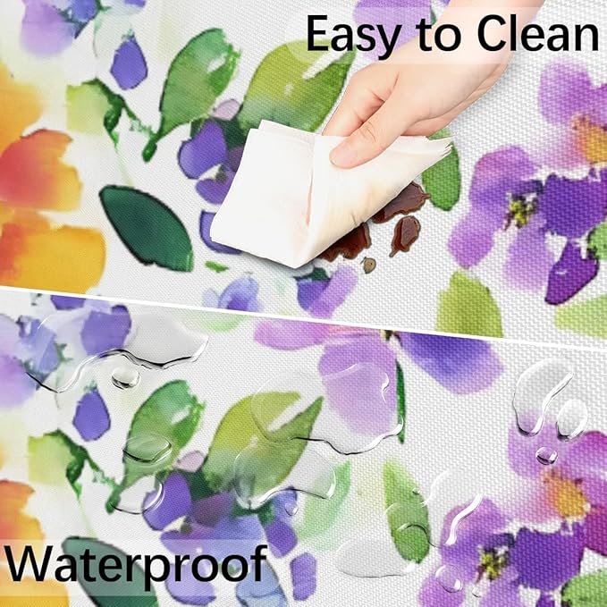 OSAM SPACE Outdoor Tablecloth with Umbrella Hole, Round Elastic Fitted Table Cloth with Invisible Zipper,Watercolor Flowers Picnic Patio Table Cover 36-44in