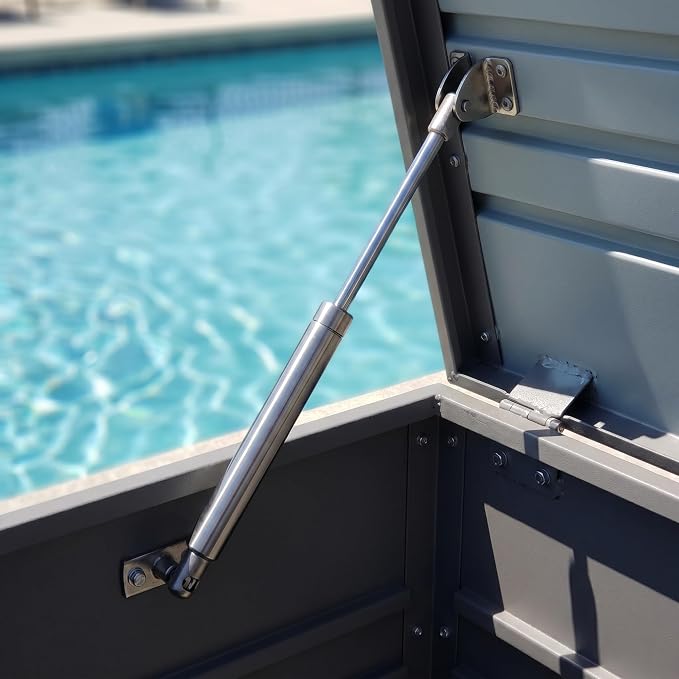 Metal Outdoor Storage Box 260 Gallon, Large Metal Deck Box, Light Gray | Waterproof Lockable for Pool Patio Summer Home
