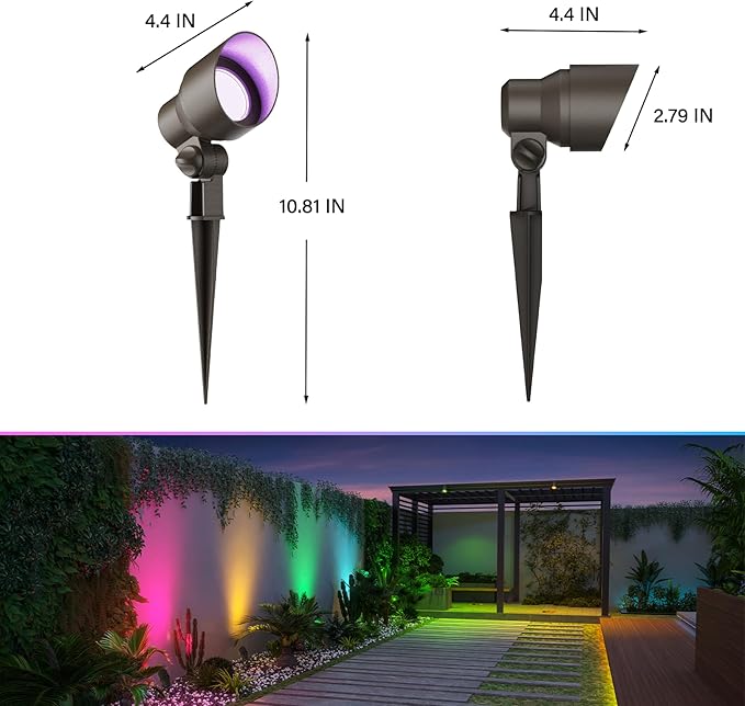 GOODSMANN RGBW Landscape Lighting 2PK Low Voltage Spot Lights Landscape with Color Changing Dimmable Flood Light 5W LED Metal Landscape Lights 12V AC Tree Lights