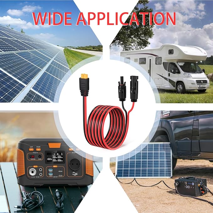 ELFCULB 12AWG Solar to XT60 Charging Cable - 10FT Solar Panel Extension Cable for Portable Generator