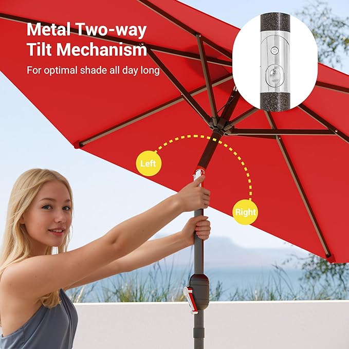 7.5ft Outdoor Umbrella Patio Umbrella,2-Year-Non-Fading,Table Market Patio Umbrella with Push Button Tilt and Crank,for Pool, Deck, Garden,Backyard