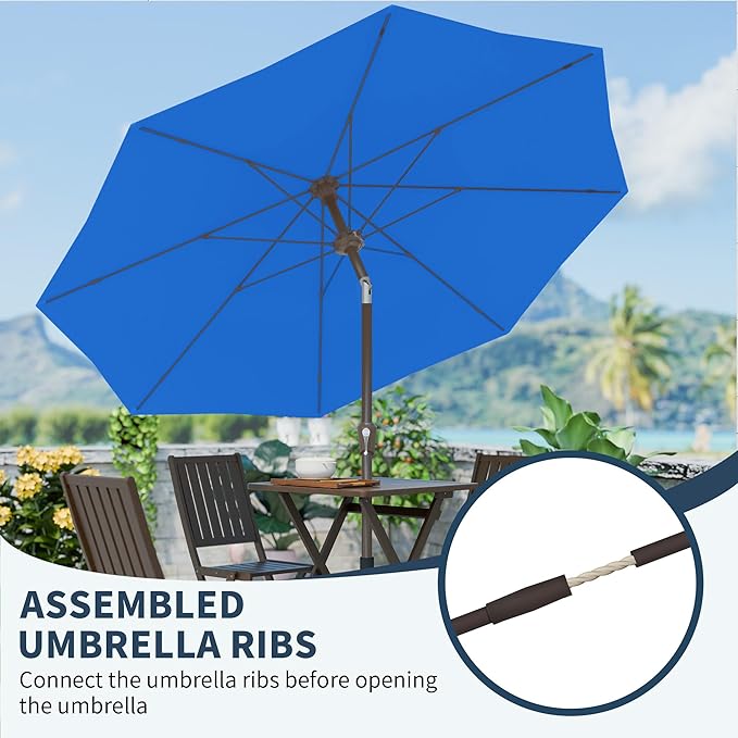 PatioKingdom 11FT Patio Umbrella,Outdoor Umbrella with Push Button Tilt and Crank,Market Table Umbrella with 8 Sturdy Fiberglass Ribs UV Protection