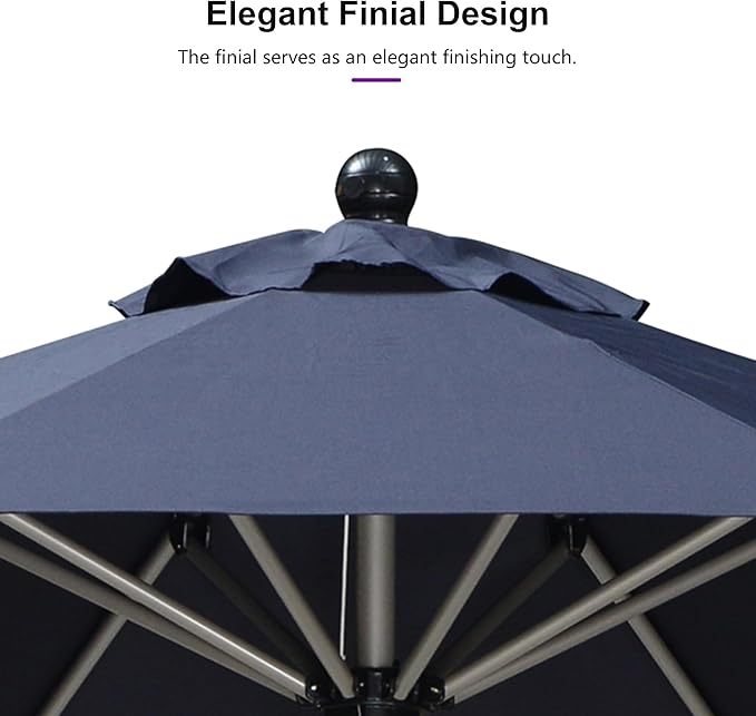 PURPLE LEAF 8' Round Patio Umbrella with Tilt Adjustment, Outdoor Table Umbrella Champagne Aluminum Frame, Market Umbrella Pool Umbrella for Deck Garden, Patio, or Poolside