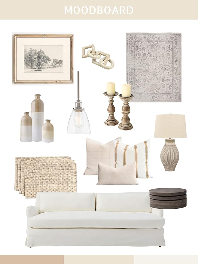 Modern Farmhouse Fall Linen Indoor Outdoor Throw Pillow Cover Only, 20"x20" Water Repellent for Patio, Backyard, Couch, Neutral Ivory Cream Embroidered Stripes