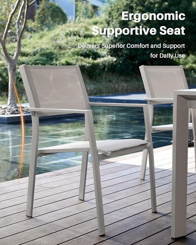 11-Piece Extendable Patio Dining Set for 10 Person, Oversized Expandable Outdoor Dining Table and 10 Stackable Dining Chairs, Aluminum Outdoor Table and Chairs Set for Backyard, Deck, Poolside