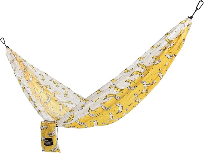 Castaway Travel Hammocks Double Banana Camping Hammock with 2 Tree Straps, Triple Stitched Durable Nylon Material, Compact Design for Backpacking, Travel, Beach, Backyard, Patio, Hiking