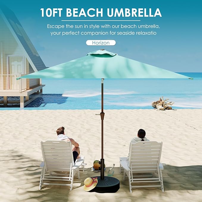 GREENVINES 6.5X10 FT Rectangular-Patio-Umbrella | Outdoor-Table-Umbrellas | 6 Sturdy Steel Ribs | Push Button Tilt & Crank | Waterproof | Market Umbrella | for Pool Backyard Garden | Peacock Blue