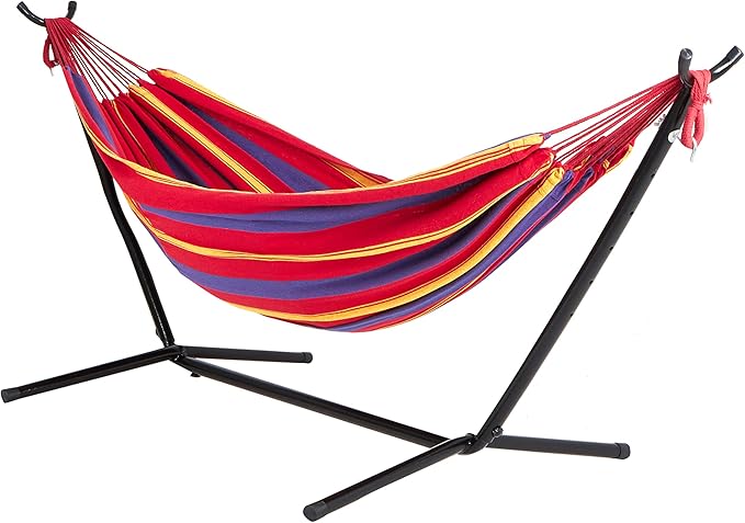 Bliss Hammocks 60" Wide Hammock & Built-in Stand w/Carrying Case & Hanging Hardware Indoor, Outdoor, Poolside, Patio, Backyard Heavy Duty, Strong & Durable 400 Lbs Capacity