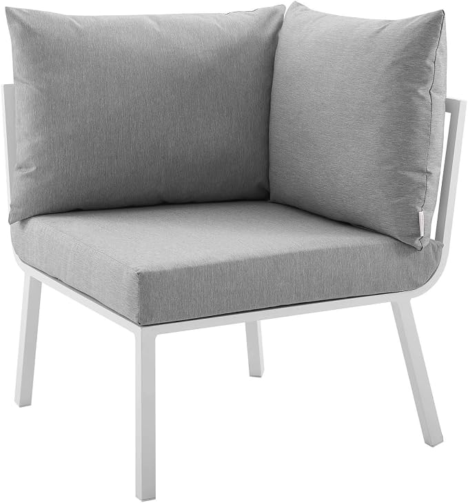 Modway EEI-3790-WHI-GRY Riverside 7 Piece Outdoor Patio Aluminum Set, White Gray