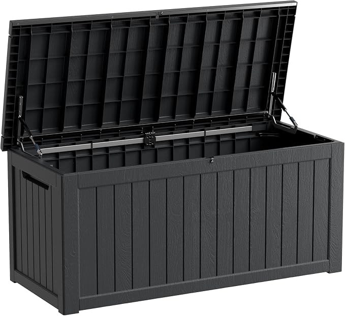 270 Gallon Heavy Duty Deck Storage Box, Extra Large Storage Organizer for Patio Furniture Accessories, Garden Tools, Indoor Storage for Cushion,Black