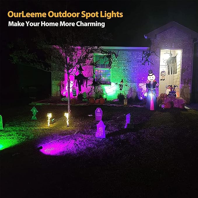 OurLeeme Spot Lights Outdoor - 3W LED Lawn Garden Flood Light Waterproof Landscape Lighting Low Voltage Landscape Lights Spotlights for Yard Green Light AC 85-265V
