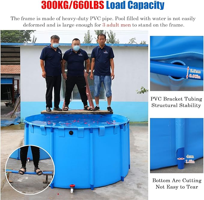 2/ 2.6/ 3.3/ 4 Foot Deep Round Frame Above Ground Swimming Pool Set, Heavy Duty Backyard Family Swimming Pool Outdoor with Repair Patch, Hard Plastic Pools/Bathing Tub(7065L/1866GAL - 3X1M (D X H))