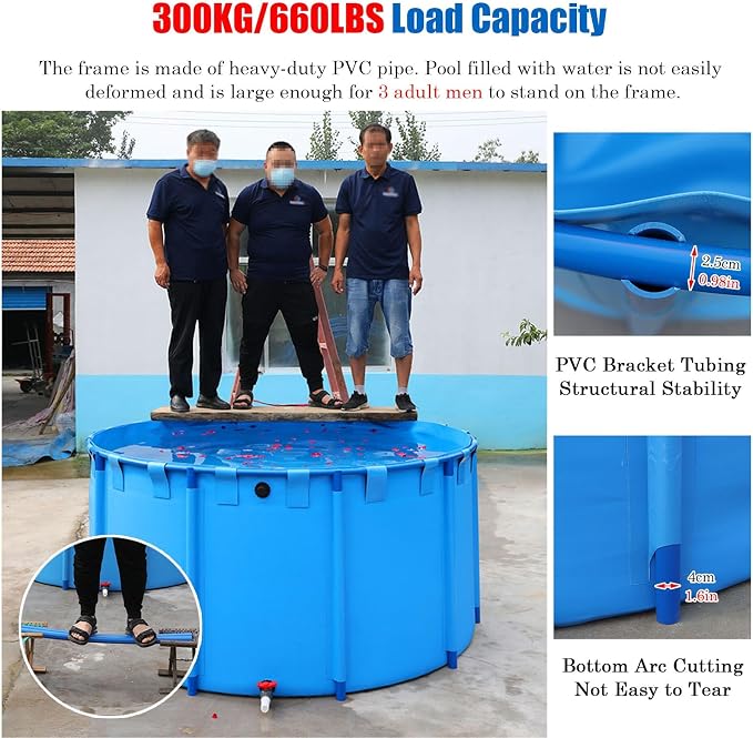 2/ 2.6/ 3.3/ 4 Foot Deep Round Frame Above Ground Swimming Pool Set, Heavy Duty Backyard Family Swimming Pool Outdoor with Repair Patch, Hard Plastic Pools/Bathing Tub(1539L/407GAL - 1.4X1M (D X H))