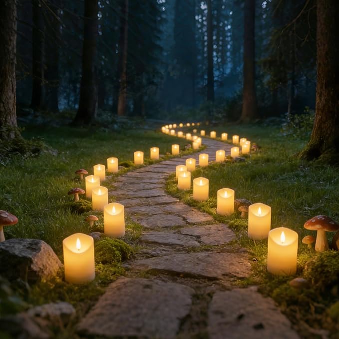 Nimiko Solar Outdoor Waterproof Flameless Candles - 5 Pack Solar & Battery Operated LED Candles, White (D3.25" x 4"/5"/6" Assorted Heights) for Garden, Patio, Outdoor Decoration