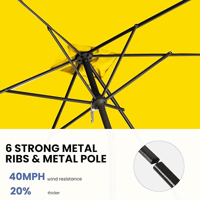 6.5x10FT Rectangular Patio Umbrella with Push Button Tilt & Crank Lift for Garden,UV Protection Outdoor Umbrella for Deck,Pool and Yard,Yellow