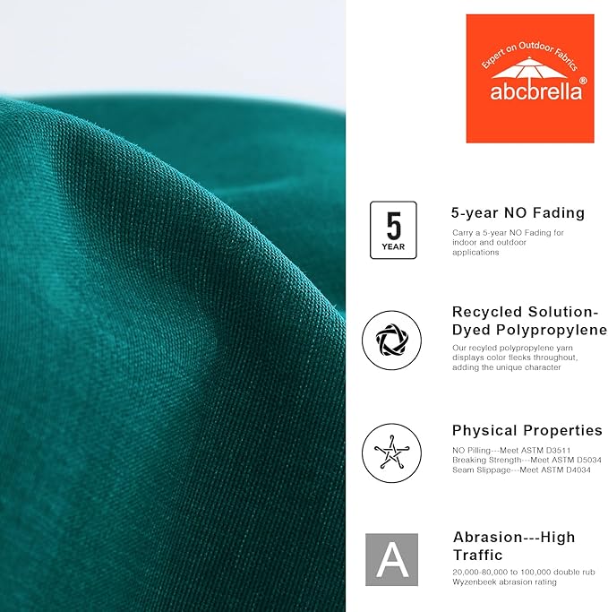 ABCCANOPY OLEFIN® 5-Year No Fading Patio Umbrella with Solar Lights (Turquoise)