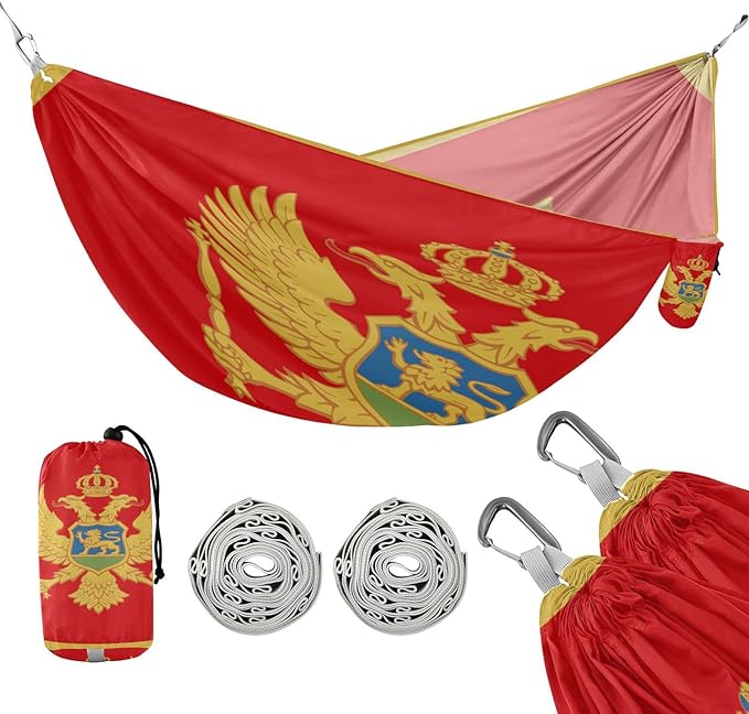 National Flag of Montenegro Hammocks with Portabl Carry Bag Backyard Hammock for Indoor Outdoor Patio