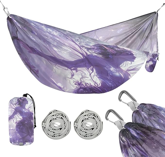 Fairy Game Anime Girl Hammocks Foldable Tree Hammock for Outside Patio Garden