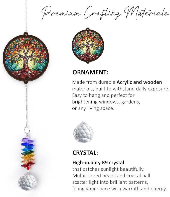 Memorial Suncatcher - Tree of Life Ornament - Sympathy Gift for Loss of Loved One - Remembrance Funeral Keepsake for Women Friends Sisters Lovers Couple - Christmas Birthday Gifts