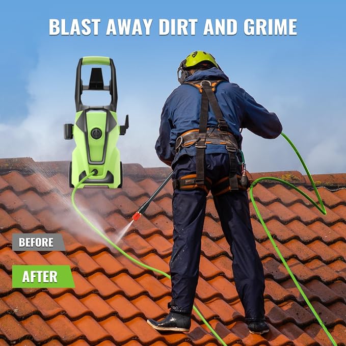 Electric Pressure Washer 5000PSI Max 4.0GPM with 33FT Flexible Extension Hose, 4 Nozzles, Foam Cannon, Power Washer Powered for Cars, Patios, Driveways, Deep Green