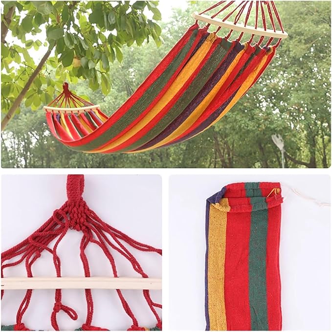 Portable Hanging Hammock Indoor Home Bedroom Lazy Chair Travel Outdoor Camping Swing Thick Canvas Bed Hammocks(Blue B)