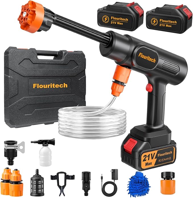 Cordless Pressure Washer, 1200 PSI Battery Powered Pressure Washer with 6-in-1 Nozzle, Portable Handheld Power Washer Cleaning Tool for Car Wash, Garden, Patio, Home