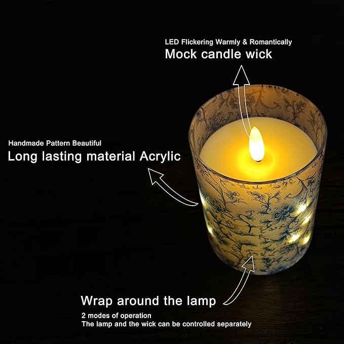 NJAO HOO Patriotic American Flag Flameless LED Battery Operated Pillar Candles with Remote Control and Timer, 4th of July Candles for Home Decor Set of 3