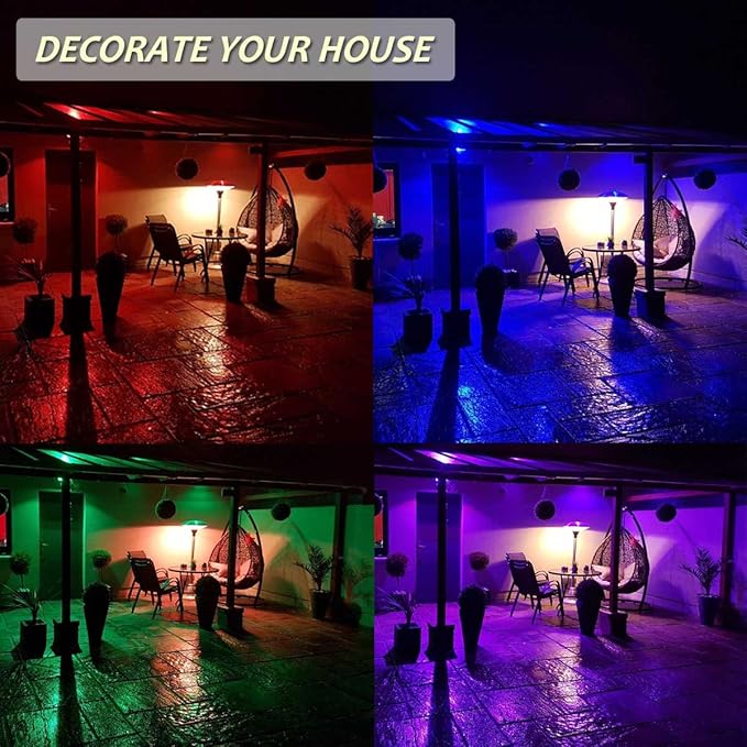 RGB LED Flood Lights,50W Outdoor Super Bright Spotlight,High Power 16 Colors Remote Control Floodlight,4 Modes with US 3-Plug,IP65 Waterproof Spotlight for Stage,Yard