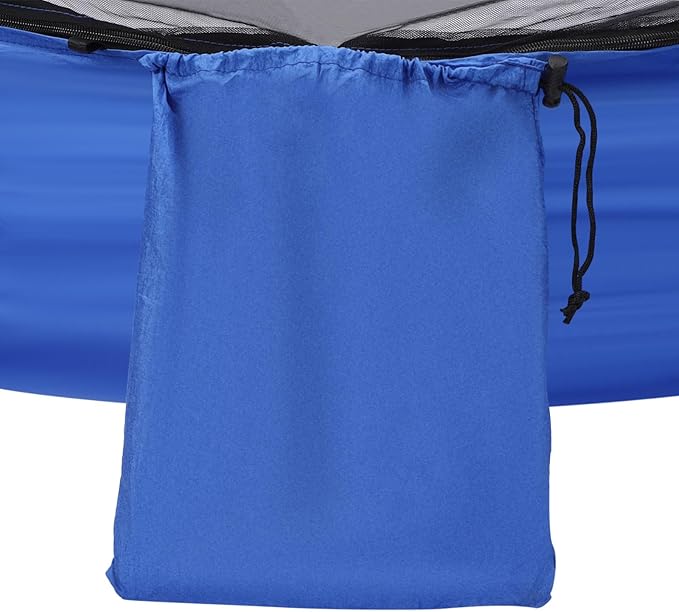9.5x4.5ft Camping Hammock, Portable Outdoor Hammock Tent with Mosquito Net and Rain Fly Tarp, Backpacking Hammock for Hiking, Outside, Patio, Travel (Blue)