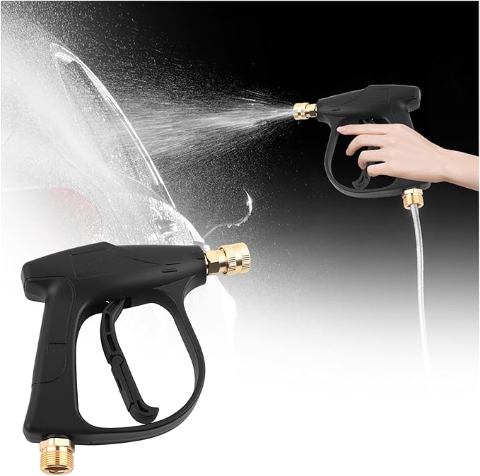 Car Short Pressure Washer Gun,4350 PSI Max High-Pressure Car Wash Gun | Portable, Safety Lock, M22-14 Thread, 1/4" Outlet Quick Connect, 4350 PSI Max