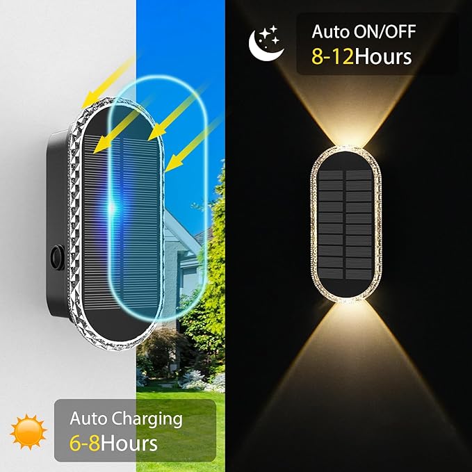 Herzila 10 Pack Solar Fence Lights,RGBW Solar Powered Fence Wall Lights, IP65 Waterproof 8-Color Changing Up Down Lighting Wall Lights for Outdoor/Patio/Porch/Pool Cage