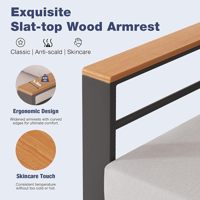 Aoxun Aluminum Patio Furniture Set with Umbrella 4 Seats, Oversized Outdoor Sectional with Washable Thick Cushions, Coffee Table, Patio Conversation Sets for Porch, Balcony, Deck