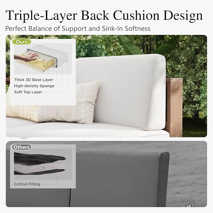 Sophia & William HDPE Patio Furniture Set，2 Pieces Modern Outdoor Sectional Sofa Set with 9.8" Beige Cushions