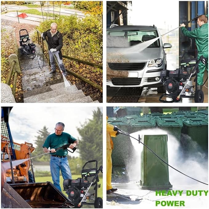 4200PSI Gas Pressure Washer, 4.0GPM Power Washer Gas Powered with 212CC Engine, 5 Nozzles, 25ft Hose & 0.5Gal Soap Tank - for Home, Car, Driveways, EPA/CARB/ETL Compliant 20FT x 1/4 (Black)