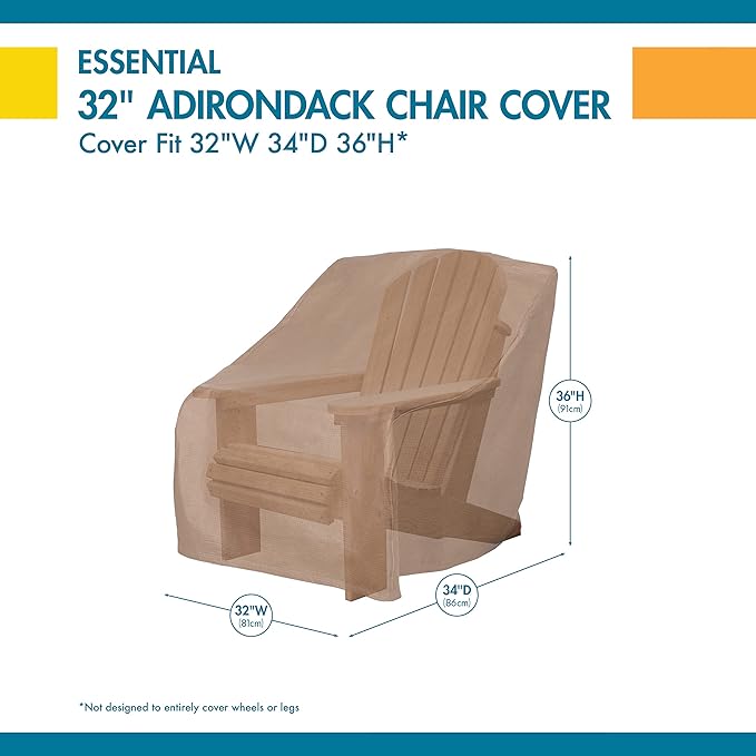 DUCKCOVERS Essential Water-Resistant 32 Inch Patio Adirondack Chair Cover, Outdoor Chair Covers