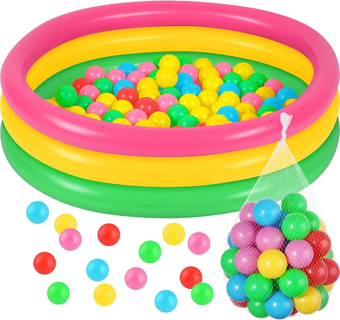 Honoson Inflatable Kiddie Pool Baby Pool with 50 Pcs Balls, Inflatable Swimming Pools Blow up for Beach Water Play Backyard Summer Indoor and Outdoor Party Supplies(47.2 Inch)