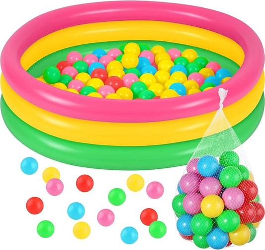 Honoson Inflatable Kiddie Pool Baby Pool with 50 Pcs Balls, Inflatable Swimming Pools Blow up for Beach Water Play Backyard Summer Indoor and Outdoor Party Supplies(47.2 Inch)