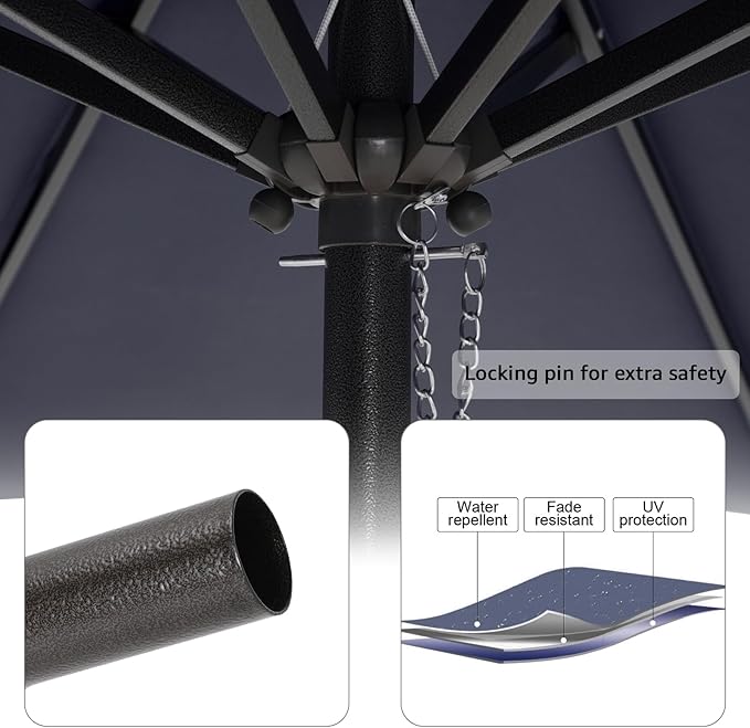 COBANA 6.6 x 9.8ft Rectangular Patio Umbrella, Outdoor Table Market Umbrella with Push Button Tilt/Crank,Patio Umbrella Rectangular for Backyard, Garden