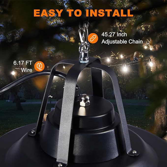 Electric Outdoor Patio Heater, 1500W Ceiling Mounted Heaters, Hanging Carbon Infrared 600W 900W 1500W IP34 Radiant Heater for Garage, Gazebos, Shop, Deck