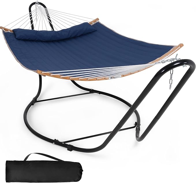SUNCREAT Hammocks Free Standing Hammock for Outside, Heavy Duty Stand Alone Hammock for Backyard, Patio, Garden, Patent Pending, Navy Blue