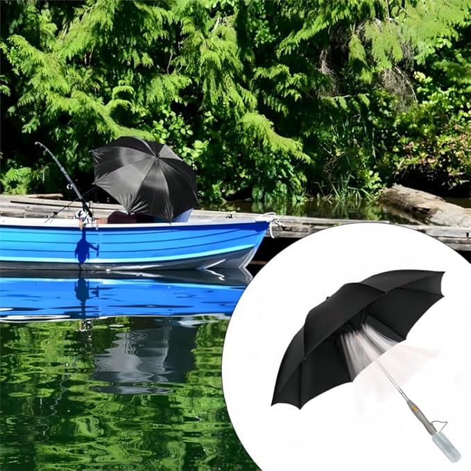 Umbrella with Fan & Mist Spray - Rechargeable UV Protective Cooling Umbrella for Patio, Beach, Travel | Portable Misting System & Detachable Water Bottle Included