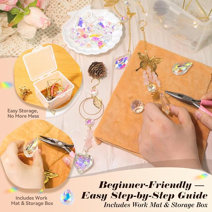 407 pcs DIY Sun Catchers for Adults, DIY Suncatchers Making Kits,Hanging Decorative Suncatcher, Crystals Rainbow Maker for Indoor Home Decor