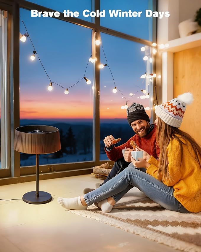 Electric Outdoor Heater for Patio, 1500W Infrared Heater for Indoor & Outdoor, IP55 Waterproof, Fast Heating, Tip-Over Protection, Perfect for Garden, Balcony, Garage (brown, tabletop)