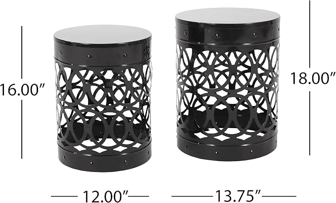 Christopher Knight Home Mellie Outdoor Side Tables - Black (Set of 2)