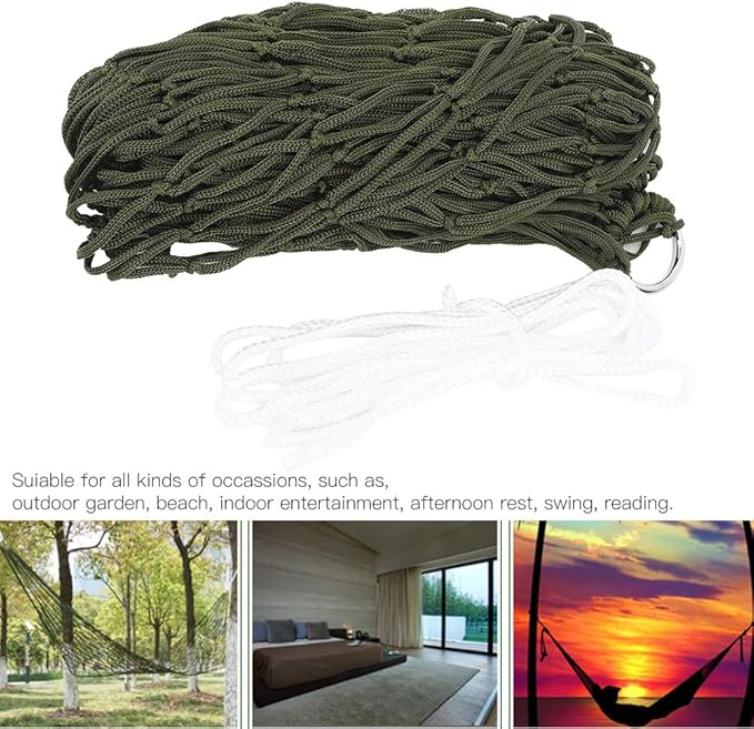 Outdoor Hammock, Camping Hammock Hammock Meshy Rope Hammock Sleeping Net Bed for Hiking Simple Nylon Net Hammock for