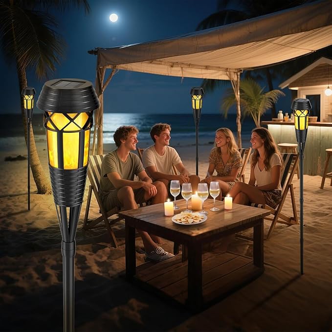 Flickering Flames Torch Light Solar Garden Lights Waterproof Landscape Lighting - 2 Pack